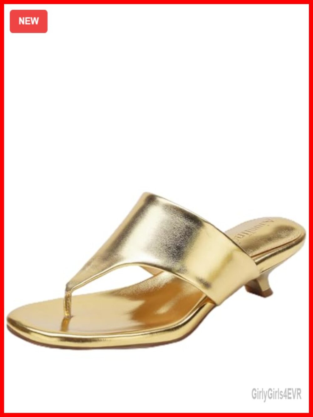 Kitten Heel Sandals Square Open Toe Slip-On Faux Leather Thong Dress Party